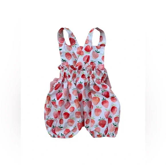 Stitchy Fish Size 9 Months Strawberry Print Bubble Romper - Picture 2 of 7